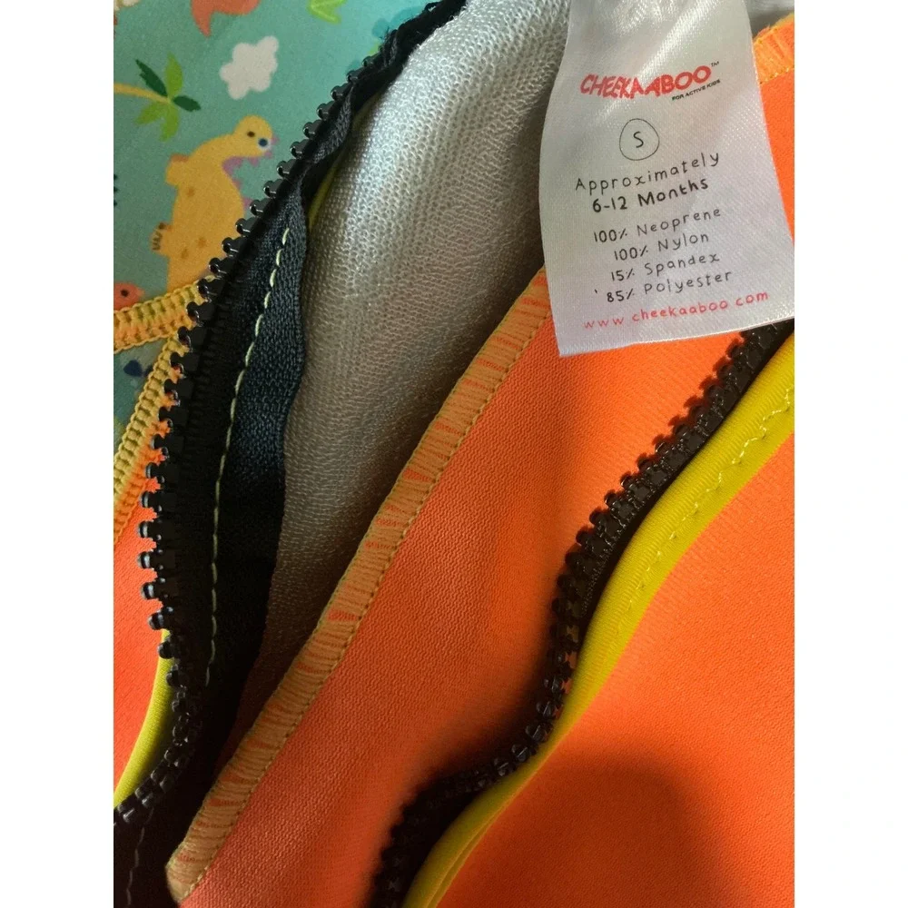Cheekaaboo  Kids Thermal Swimsuit Orange Dino‎ 6-12 Months Neoprene UPF50